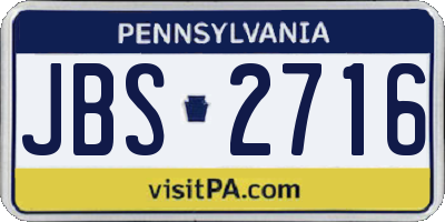 PA license plate JBS2716