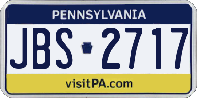 PA license plate JBS2717