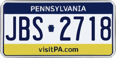 PA license plate JBS2718