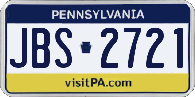PA license plate JBS2721
