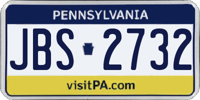 PA license plate JBS2732