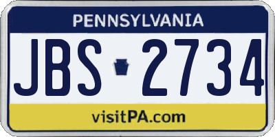 PA license plate JBS2734