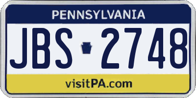 PA license plate JBS2748