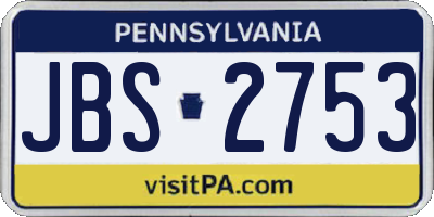 PA license plate JBS2753