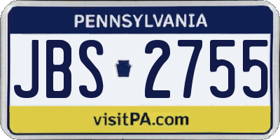 PA license plate JBS2755