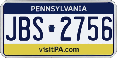 PA license plate JBS2756