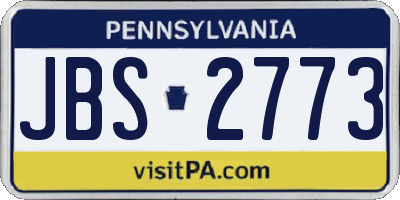 PA license plate JBS2773