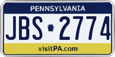 PA license plate JBS2774
