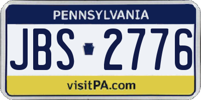 PA license plate JBS2776