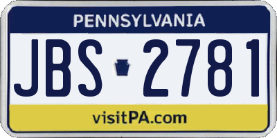 PA license plate JBS2781