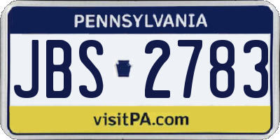 PA license plate JBS2783