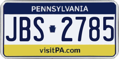 PA license plate JBS2785