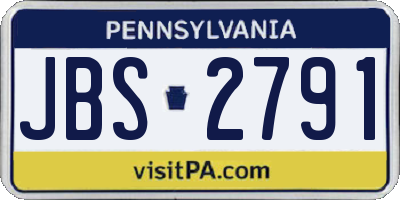 PA license plate JBS2791