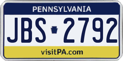 PA license plate JBS2792
