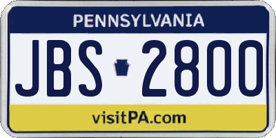 PA license plate JBS2800