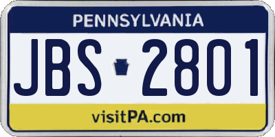 PA license plate JBS2801