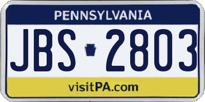 PA license plate JBS2803