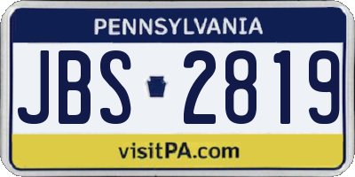 PA license plate JBS2819