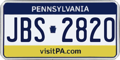 PA license plate JBS2820