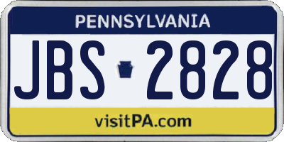 PA license plate JBS2828