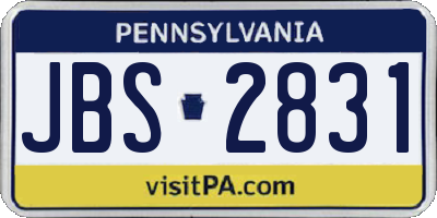 PA license plate JBS2831