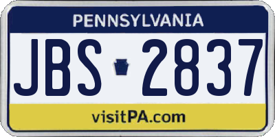 PA license plate JBS2837