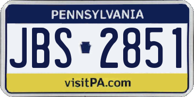 PA license plate JBS2851