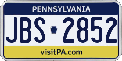 PA license plate JBS2852