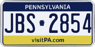 PA license plate JBS2854