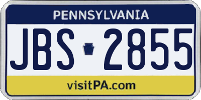 PA license plate JBS2855