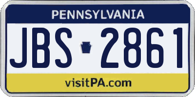 PA license plate JBS2861