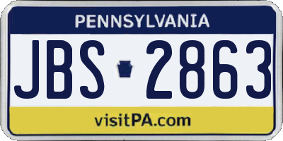 PA license plate JBS2863