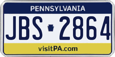 PA license plate JBS2864