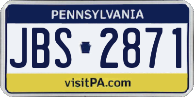 PA license plate JBS2871
