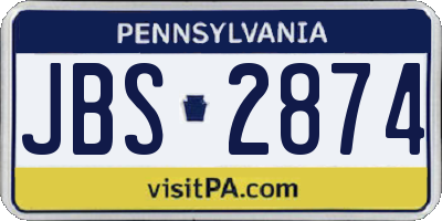 PA license plate JBS2874