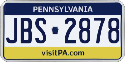 PA license plate JBS2878