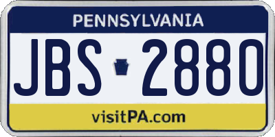 PA license plate JBS2880