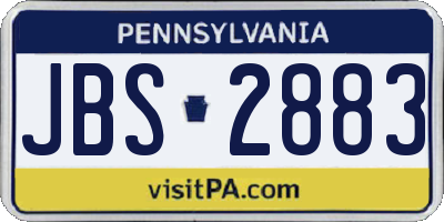 PA license plate JBS2883