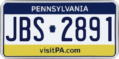 PA license plate JBS2891