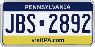 PA license plate JBS2892