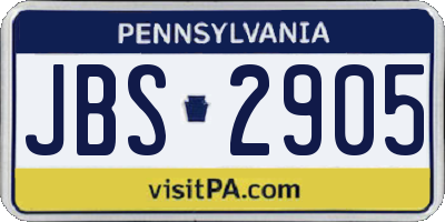 PA license plate JBS2905