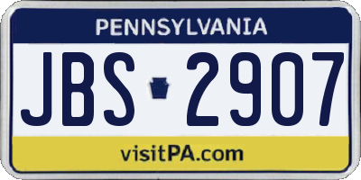 PA license plate JBS2907