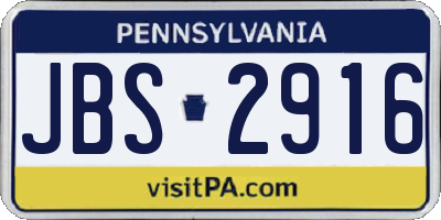 PA license plate JBS2916