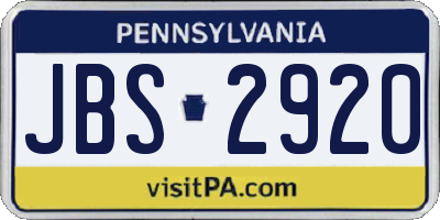 PA license plate JBS2920