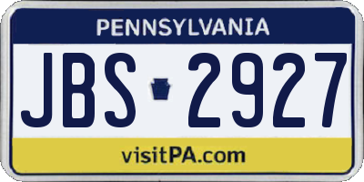 PA license plate JBS2927