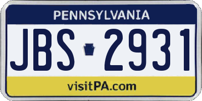 PA license plate JBS2931