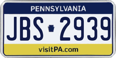 PA license plate JBS2939