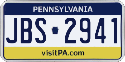 PA license plate JBS2941