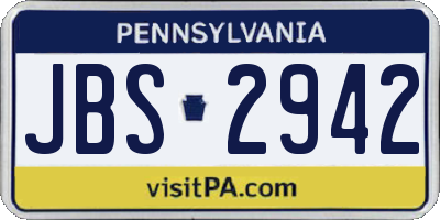 PA license plate JBS2942