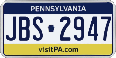 PA license plate JBS2947